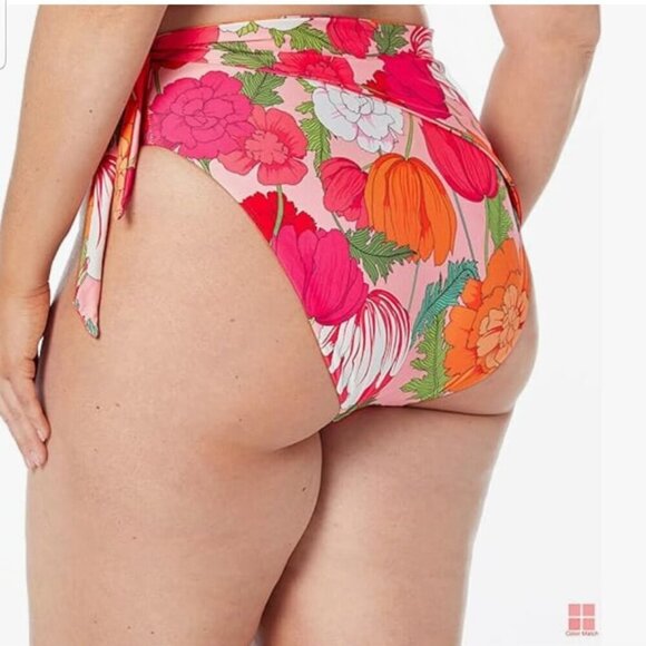 NWT Trink Turk Floral Layered High Waisted Side Tie Bikini Bottoms Sz. 4 - Picture 4 of 7